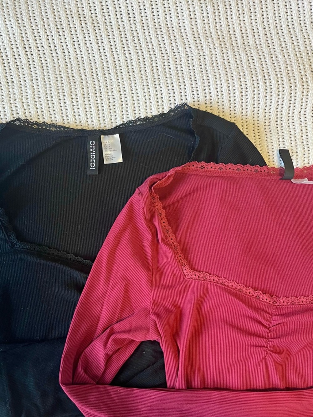 Lace-Trimmed Ribbed Tops - Picture 2 of 7